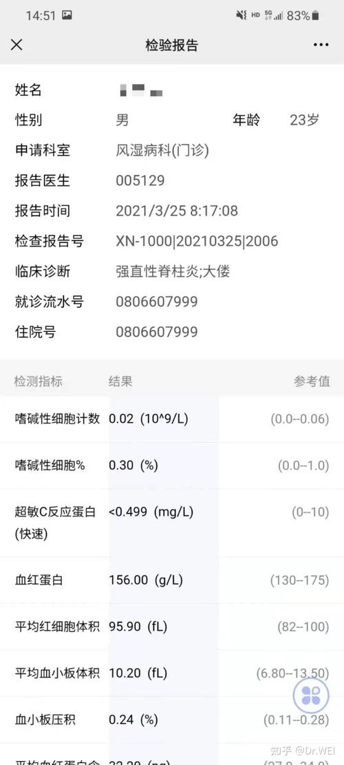 强直性脊柱炎化验指标